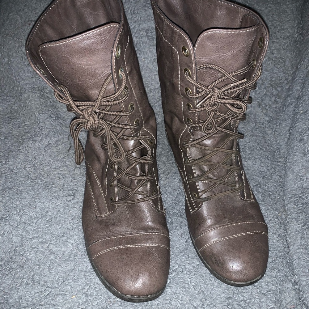 brown combat boots